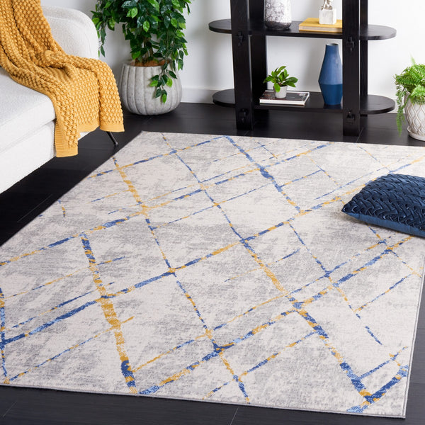 Safavieh Odyssey 810 Modern Power Loomed Rug Grey / Blue Gold ODY810H-9