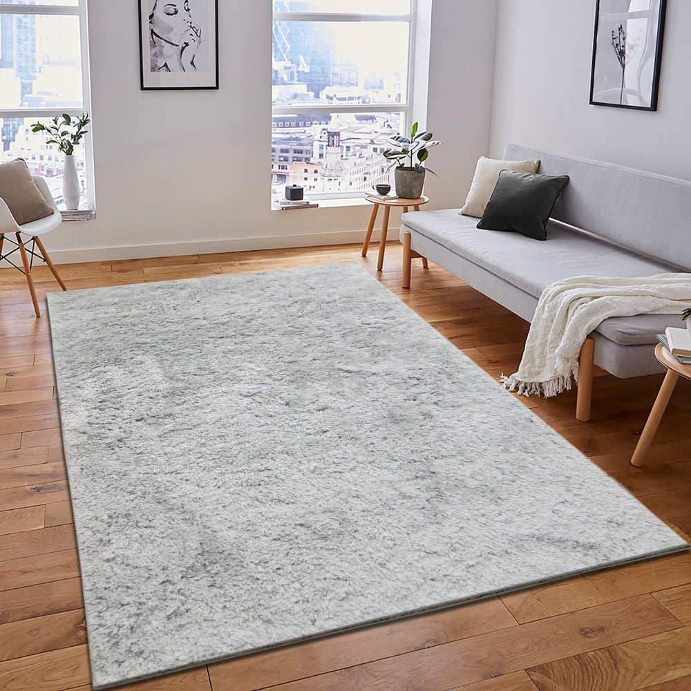 AMER Rugs Odyssey ODY-9 Shag Solid Transitional Area Rug Silver 7'6" x 9'6"