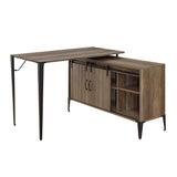 Zakwani Industrial Writing Desk with USB Rustic Oak & Black Finish OF00012-ACME