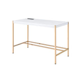 Midriaks Contemporary Writing Desk with USB Port White & Gold Finish OF00020-ACME