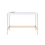 Midriaks Contemporary Writing Desk with USB Port White & Gold Finish OF00020-ACME