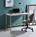 Midriaks Contemporary Writing Desk with USB Port White & Gold Finish OF00020-ACME