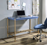 Midriaks Contemporary Writing Desk with USB Port Navy Blue & Gold Finish OF00022-ACME