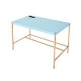 Midriaks Contemporary Writing Desk with USB Port Baby Blue & Gold Finish OF00023-ACME