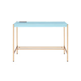 Midriaks Contemporary Writing Desk with USB Port Baby Blue & Gold Finish OF00023-ACME