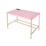 Midriaks Contemporary Writing Desk with USB Port Pink & Gold Finish OF00024-ACME