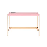 Midriaks Contemporary Writing Desk with USB Port Pink & Gold Finish OF00024-ACME