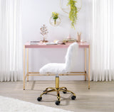 Midriaks Contemporary Writing Desk with USB Port Pink & Gold Finish OF00024-ACME