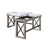 Talmar Transitional Writing Desk with Lift Top Marble & Rustic Oak Finish(#Oak 001) OF00055-ACME