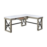 Talmar Transitional Writing Desk with Lift Top Marble & Rustic Oak Finish(#Oak 001) OF00055-ACME