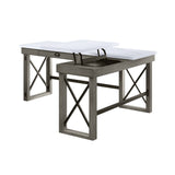 Talmar Transitional Writing Desk with Lift Top Marble & Weathered Gray Finish(#Gray 002) OF00056-ACME