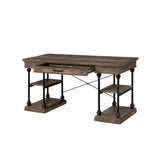 Synal Industrial Writing Desk Rustic Oak & Black Finish OF00135-ACME