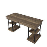 Synal Industrial Writing Desk Rustic Oak & Black Finish OF00135-ACME