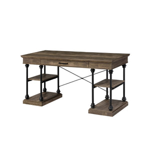 Synal Industrial Writing Desk Rustic Oak & Black Finish OF00135-ACME