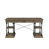 Synal Industrial Writing Desk Rustic Oak & Black Finish OF00135-ACME