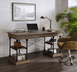 Synal Industrial Writing Desk Rustic Oak & Black Finish OF00135-ACME