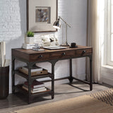 Gorden Industrial Writing Desk Espresso Oak Finish & Antique Black Metal OF00143-ACME