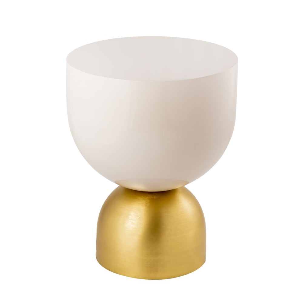 Pasargad Calista Iron Round Side Table, Brass - Ivory - Small Sofa End Table Indoor Accent Table - Table for Living Room, Bedroom - Luxury Room Office PRR-014-PASARGAD