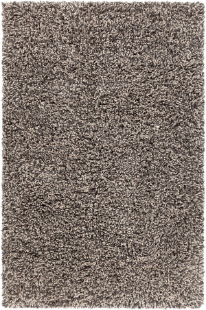 Chandra Rugs Olga 100% Wool Hand-Woven Contemporary Shag Rug Beige/Black 9' x 13'
