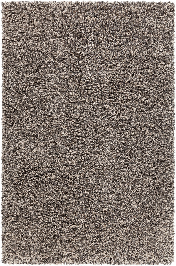 Chandra Rugs Olga 100% Wool Hand-Woven Contemporary Shag Rug Beige/Black 9' x 13'