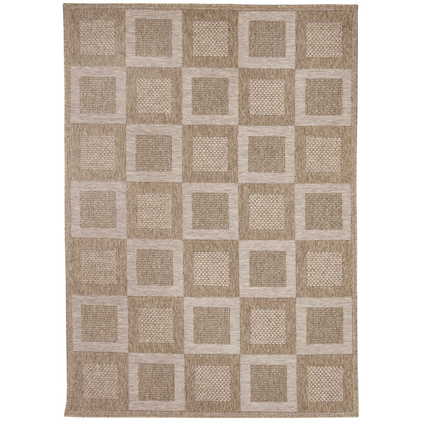 Trans-Ocean Liora Manne Orly Squares Casual Indoor/Outdoor Power Loomed 100% Polypropylene Rug Natural 7'10" x 9'10"