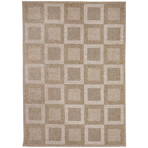 Trans-Ocean Liora Manne Orly Squares Casual Indoor/Outdoor Power Loomed 100% Polypropylene Rug Natural 7'10" x 9'10"