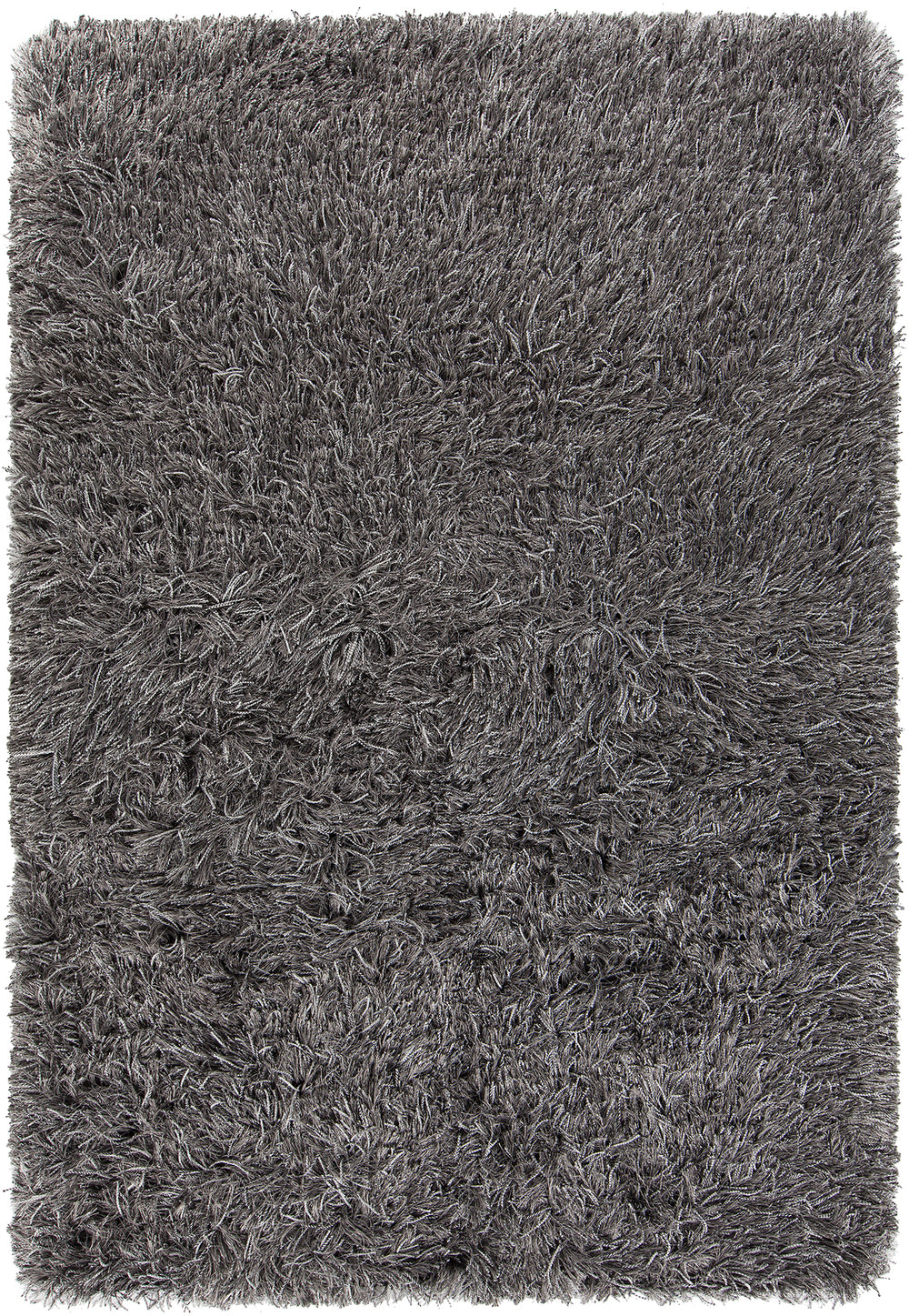 Chandra Rugs Onex 100% Polyester Hand-Woven Contemporary Shag Rug Grey/Black 9' x 13'