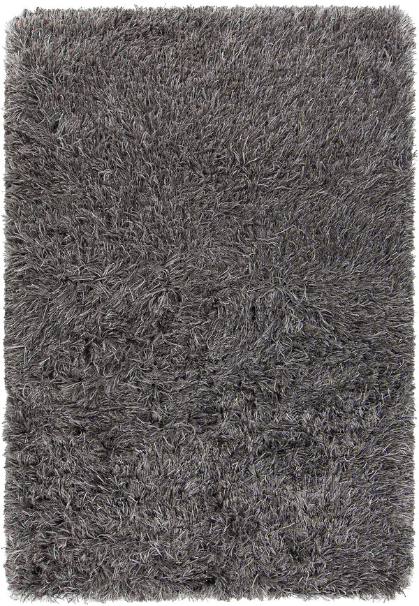 Chandra Rugs Onex 100% Polyester Hand-Woven Contemporary Shag Rug Grey/Black 9' x 13'