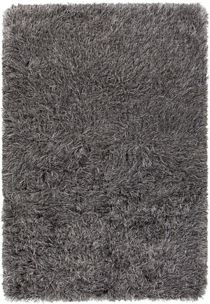 Chandra Rugs Onex 100% Polyester Hand-Woven Contemporary Shag Rug Grey/Black 9' x 13'