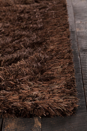 Chandra Rugs Onex 100% Polyester Hand-Woven Contemporary Shag Rug Brown 9' x 13'