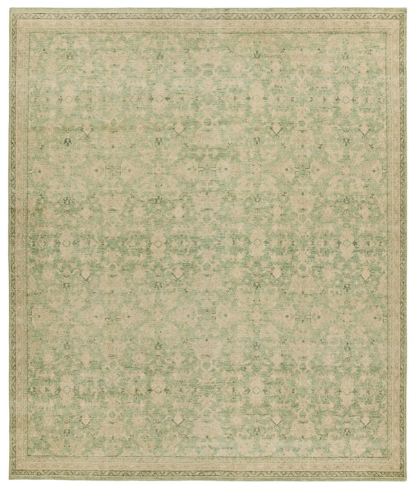 Jaipur Living Onessa Rowland ONE08 Hand Knotted Handmade Indoor Persian Knot 6/5 Updated Traditional Rug Green 10' x 14'