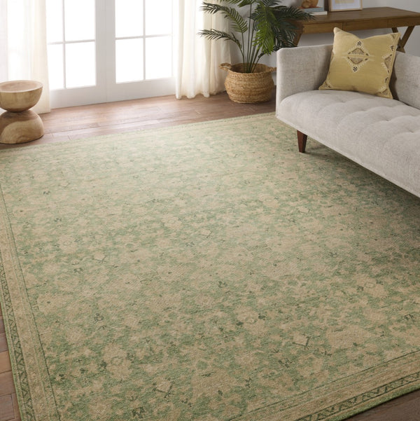 Jaipur Living Onessa Rowland ONE08 Hand Knotted Handmade Indoor Persian Knot 6/5 Updated Traditional Rug Green 10' x 14'