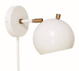 Orwell LED Wall Lamp in White with Weathered Brass Accents