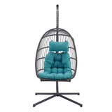 Swing Egg Chair with Stand - Grey/Teal 