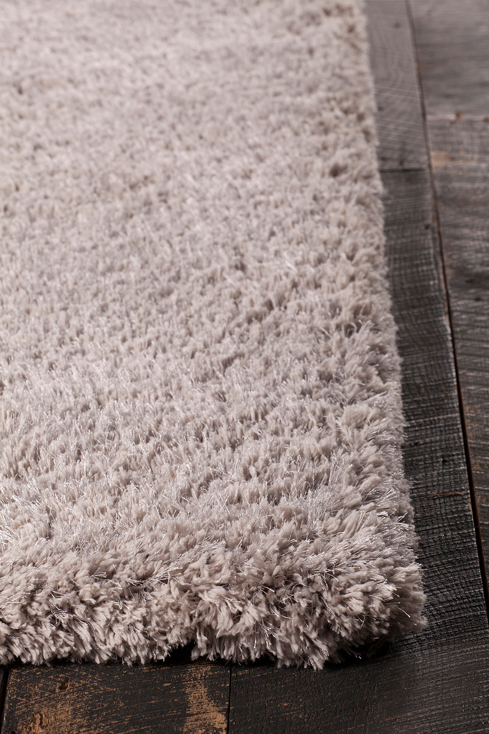 Chandra Rugs Osim 100% Polyester Hand-Tufted Contemporary Shag Rug Silver 9' x 13'