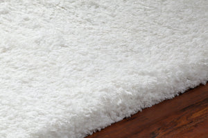Chandra Rugs Osim 100% Polyester Hand-Tufted Contemporary Shag Rug White 9' x 13'