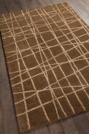 Chandra Rugs Oslo 60% Wool + 40% Viscose Hand-Tufted Contemporary Rug Brown/Light Brown 9' x 13'