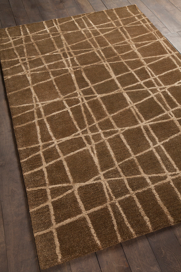 Chandra Rugs Oslo 60% Wool + 40% Viscose Hand-Tufted Contemporary Rug Brown/Light Brown 9' x 13'