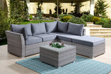 Laurance Transitional Patio Sectional & Cocktail Table with Storage Gray(#A15709) OT01092-ACME