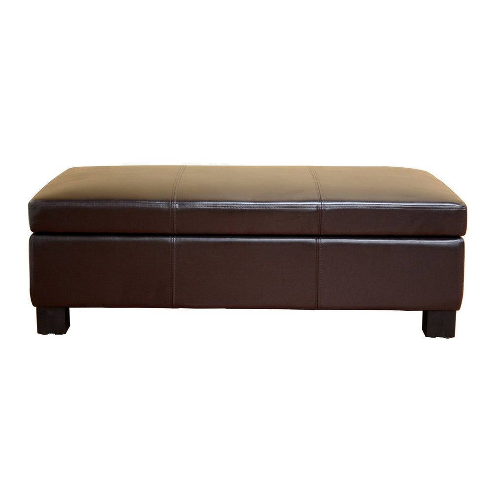 Baxton Studio Gallo Dark Brown Leather Storage Ottoman 
