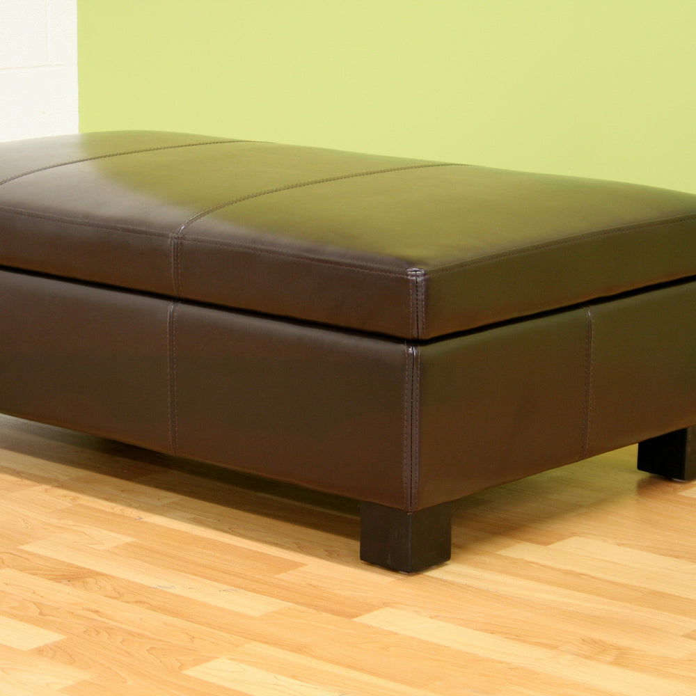 Baxton Studio Gallo Dark Brown Leather Storage Ottoman 