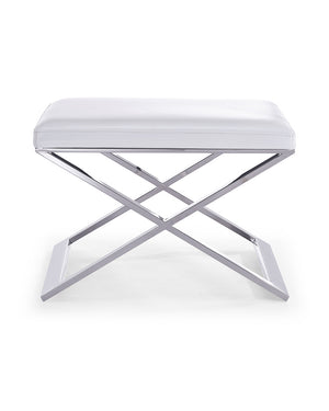 Zino Ottoman White Ht-J4101 Faux Leather Stainless Steel Base