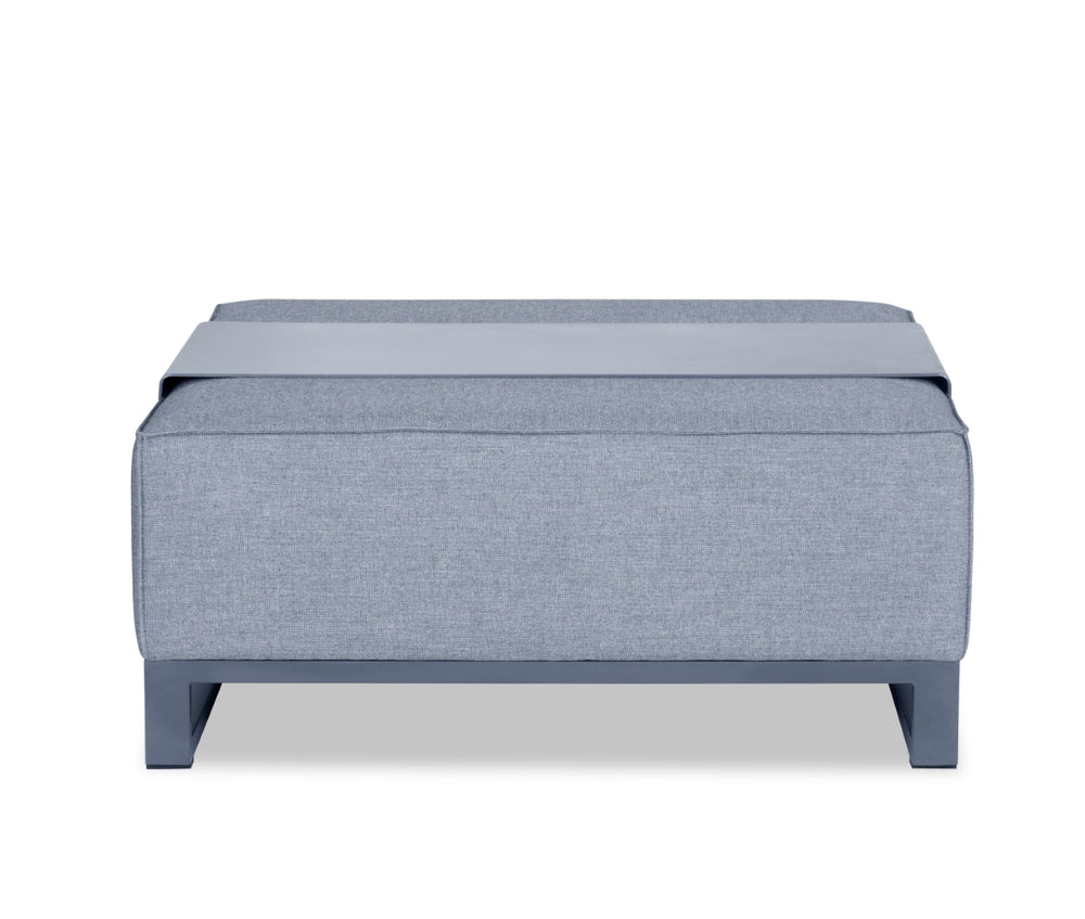 Sensation Indoor/Outdoor Ottoman, Grey Acrylic Fabric With Tpu Coating, Grey Aluminum Frame, Inc...