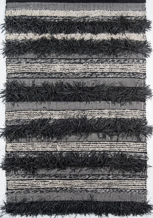 Momeni Otto OTT-3 Hand Woven Contemporary Striped Indoor/Outdoor Area Rug Black 7'9" x 9'9" OTTO0OTT-3BLK7999