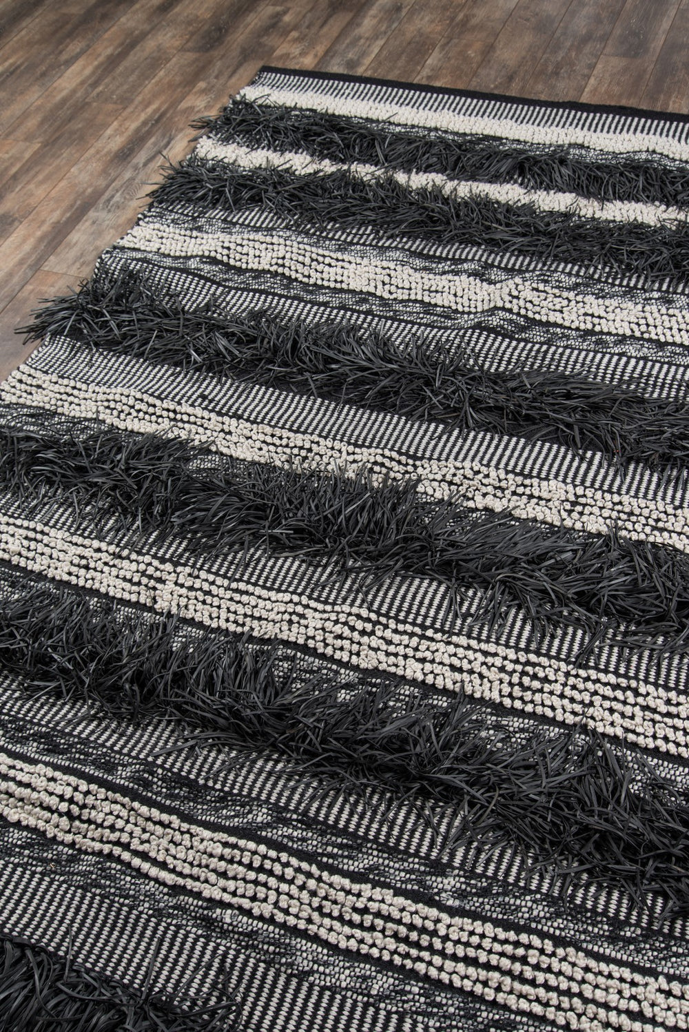 Momeni Otto OTT-3 Hand Woven Contemporary Striped Indoor/Outdoor Area Rug Black 7'9" x 9'9" OTTO0OTT-3BLK7999