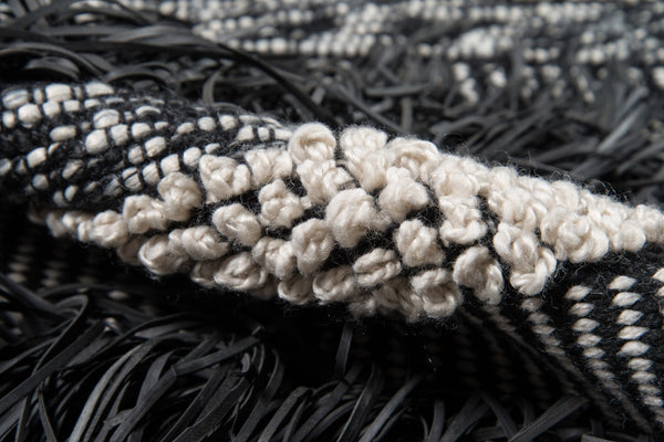 Momeni Otto OTT-3 Hand Woven Contemporary Striped Indoor/Outdoor Area Rug Black 7'9" x 9'9" OTTO0OTT-3BLK7999