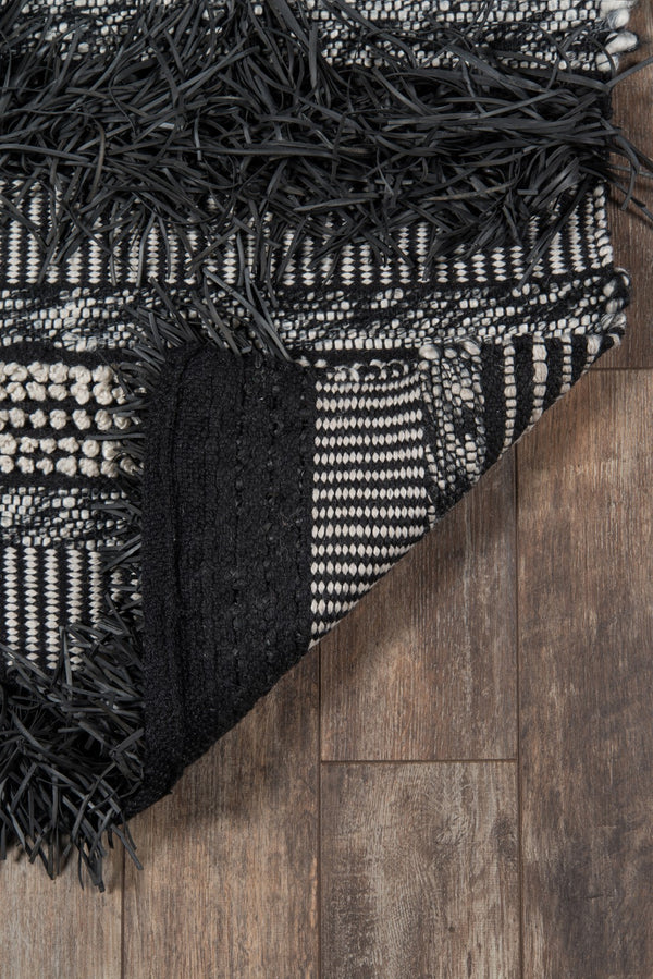 Momeni Otto OTT-3 Hand Woven Contemporary Striped Indoor/Outdoor Area Rug Black 7'9" x 9'9" OTTO0OTT-3BLK7999