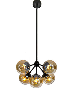 Bethel Black Chandelier in Steel & Glass