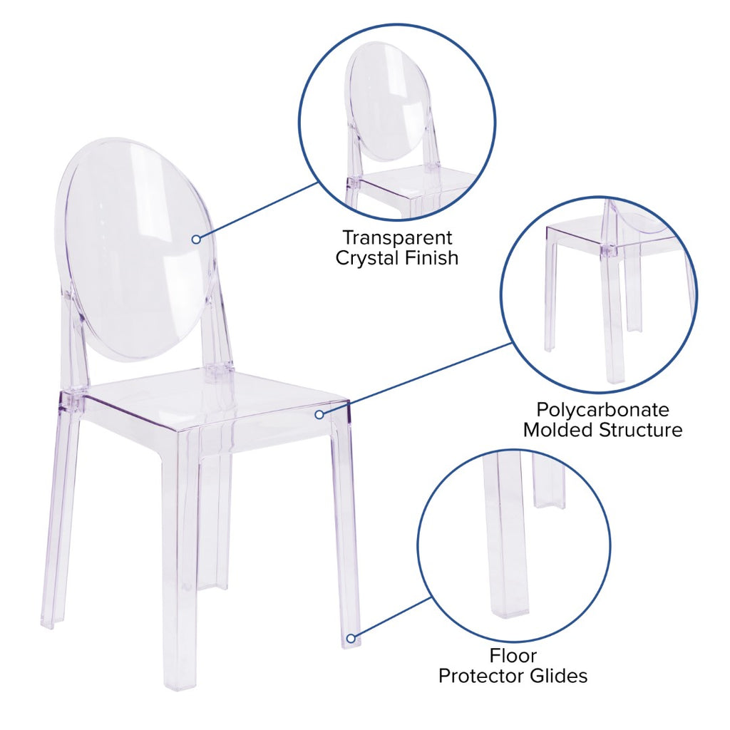 English Elm EE2324 Contemporary Commercial Grade Ghost Chair Transparent Crystal EEV-15657