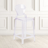 English Elm EE2331 Contemporary Commercial Grade Ghost Counter Stool Transparent Crystal EEV-15664